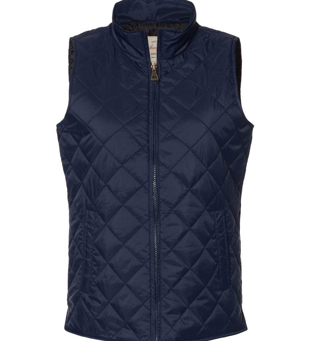 Womens Vintage Diamond Quilted Vest - Custom Embroidery