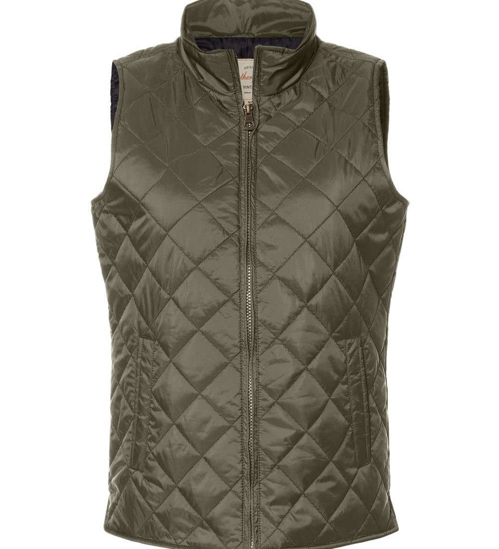 Womens Vintage Diamond Quilted Vest - Custom Embroidery